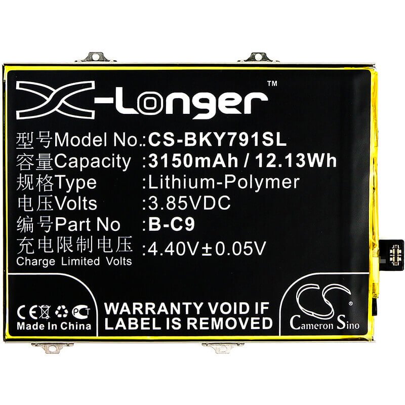 3.85V, Li-Polymer, 3150mAh, SmartPhone battery fits Vivo, Bbk, B-c9, Vivo Y79, Vivo Y79 Dual Sim, 12.13Wh Mobile, SmartPhone Cameron Sino Technology Limited (Suspended)