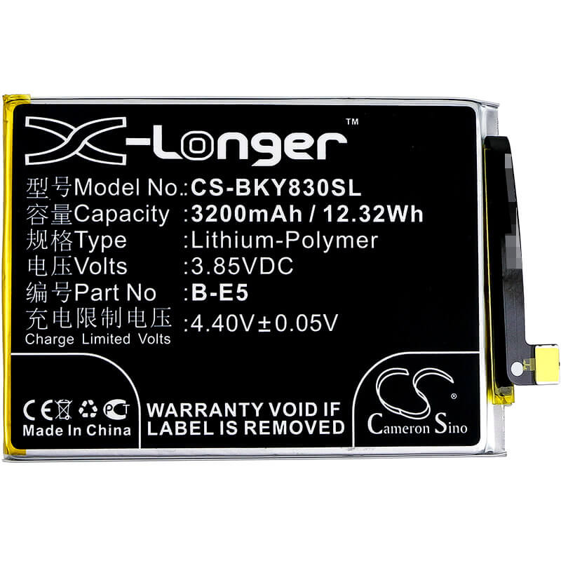 3.85V, Li-Polymer, 3200mAh, SmartPhone battery fits Bbk, Vivo, B-e5, Vivo Y83, Vivo Y83a, 12.32Wh Mobile, SmartPhone Cameron Sino Technology Limited (Suspended)
