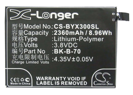 3.8V, Li-Polymer, 2360mAh, SmartPhone battery fits Bbk, Bk-b-70, Pd1227l, Xshot X3f, 8.97Wh Mobile, SmartPhone Cameron Sino Technology Limited (Suspended)