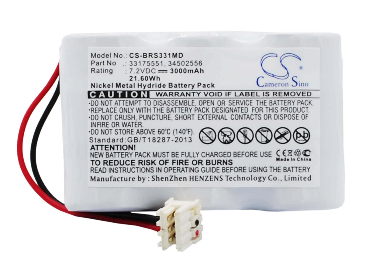 7.2V, Ni-MH, 3000mAh, Medical battery fits Braun, 33175551, Mcgaw Vista Basic Infusion Pum, Vista Basic, 21.60Wh Medical Cameron Sino Technology Limited (Medical)