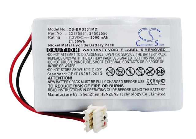 7.2V, Ni-MH, 3000mAh, Medical battery fits Braun, 33175551, Mcgaw Vista Basic Infusion Pum, Vista Basic, 21.60Wh Medical Cameron Sino Technology Limited (Medical)