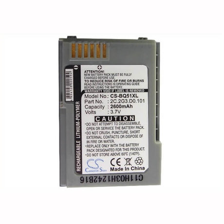 3.7V, Li-Polymer, 2600mAh, SmartPhone battery fits Benq, 2c.2g3.d0.101, P51, 9.62Wh Mobile, SmartPhone Cameron Sino Technology Limited (Suspended)