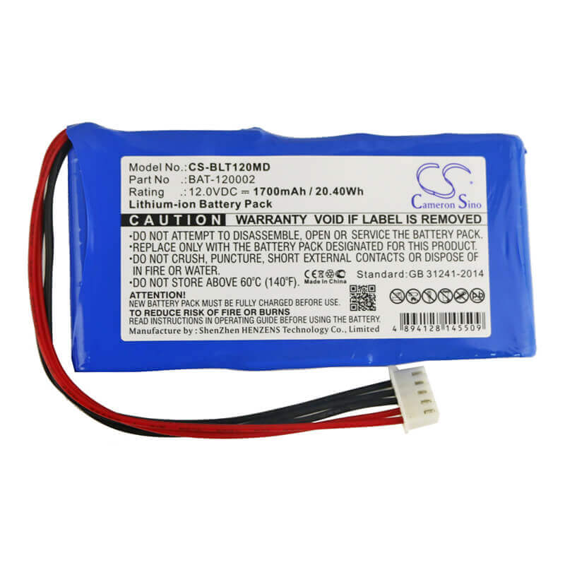 12.0V, Li-ion, 1700mAh, Medical battery fits Bollywood, Biolight, Bat-120002, Blt-1203a, Blt-1203a Vital Signs Monitor, 20.40Wh Medical Cameron Sino Technology Limited (Medical)