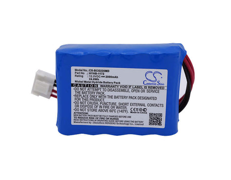 12.0V, Ni-MH, 2000mAh, Medical battery fits Edanins, Spring, Eton, Biomedical, Hyhb-1172, Ecg-1a, Ecg-220, 24.00Wh Medical Cameron Sino Technology Limited (Medical)
