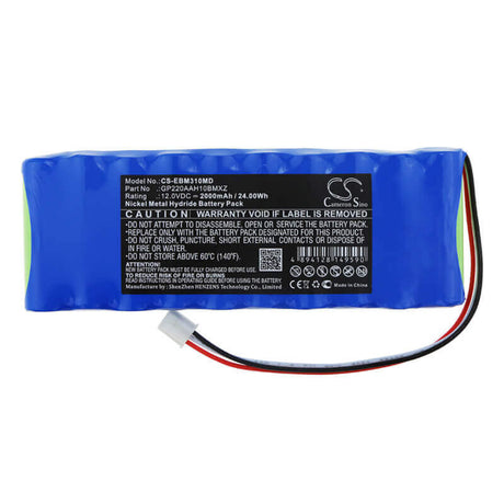 12.0V, Ni-MH, 2000mAh, Medical battery fits Bionet, Gp220aah10bmxz, Bm3 Plus, 24.00Wh Medical Cameron Sino Technology Limited (Medical)