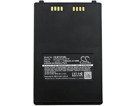 7.4V, Li-ion, 1100mAh, Payment Terminal battery fits Bitel, Icp05/34/50 2s1p, Ic 5100, Ic5100, 8.14Wh Payment Terminal Cameron Sino Technology Limited