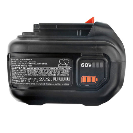 60.0V, Li-ion, 1500mAh, Lawn Mowers battery fits Black & Decker, Lbx1560, 60v Max Blower, 60v Max Powerswap 20 Cordless, 90.00Wh Lawn Mowers Cameron Sino Technology Limited