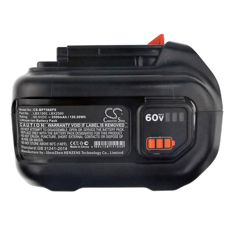 60.0V, Li-ion, 2500mAh, Lawn Mowers battery fits Black & Decker, Lbx1560, 60v Max Blower, 60v Max Powerswap 20 Cordless, 150.00Wh Lawn Mowers Cameron Sino Technology Limited