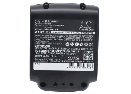 14.4V, Li-ion, 1500mAh, Power Tools battery fits Black & Decker, Bl1114, Asl146bt12a, Asl146k, 21.6Wh Power Tools Cameron Sino Technology Limited (Power Tools)