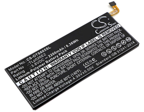 3.8V, Li-Polymer, 2200mAh, SmartPhone battery fits Alcatel, Blackberry, Cac2610005cj, Idol 4 Dual Sim, One Touch Idol 4, 8.36Wh Mobile, SmartPhone Cameron Sino Technology Limited (Smartphone)