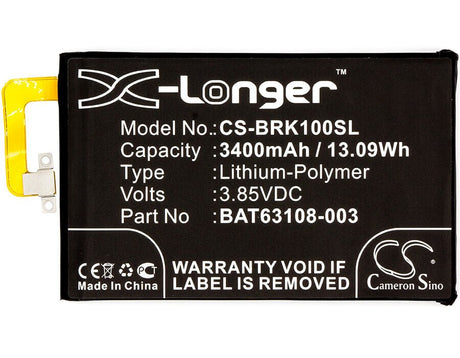 3.85V, Li-Polymer, 3400mAh, SmartPhone battery fits Blackberry, Bat-63108-003, Bbb100-1, Bbb100-1 Td-lte, 13.09Wh Mobile, SmartPhone Cameron Sino Technology Limited (Smartphone)