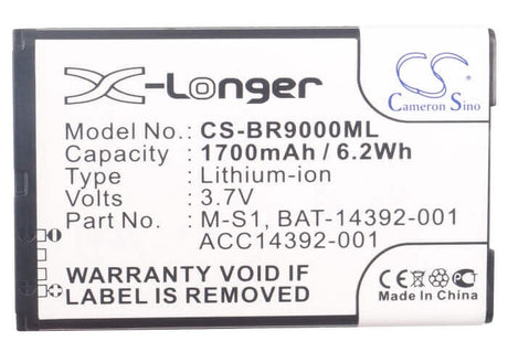 3.7V, Li-ion, 1700mAh, SmartPhone battery fits Blackberry, Acc14392-001, Bold 9000, Bold 9030, 6.29Wh Mobile, SmartPhone Cameron Sino Technology Limited (Suspended)