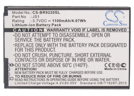 3.7V, Li-ion, 1100mAh, SmartPhone battery fits Blackberry, Js1, Curve 9220, Curve 9230, 4.07Wh Mobile, SmartPhone Cameron Sino Technology Limited (Suspended)