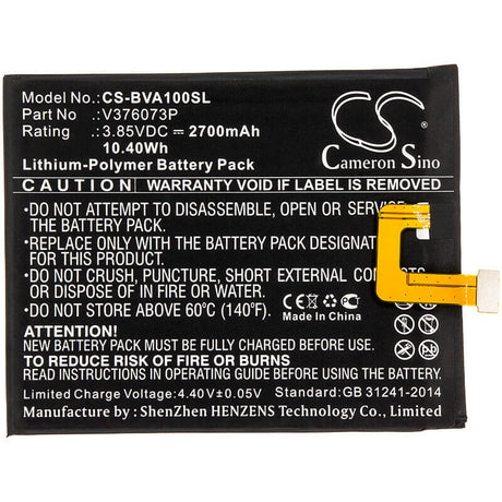 3.85V, Li-Polymer, 2700mAh, SmartPhone battery fits Blackview, V376073p, A10, 10.4Wh Mobile, SmartPhone Cameron Sino Technology Limited (Smartphone)