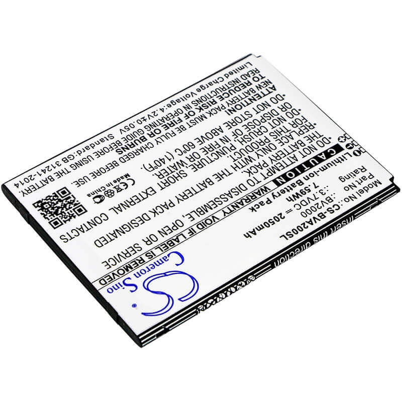 3.7V, Li-ion, 2050mAh, SmartPhone battery fits Blackview, Bv2000, Bv2000, 7.59Wh Mobile, SmartPhone Cameron Sino Technology Limited (Smartphone)