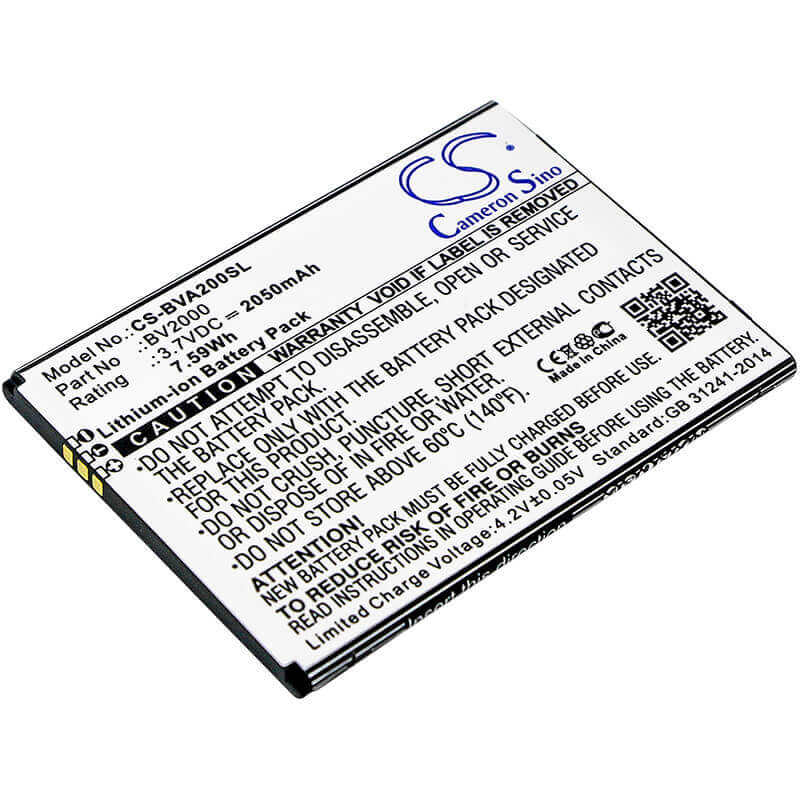 3.7V, Li-ion, 2050mAh, SmartPhone battery fits Blackview, Bv2000, Bv2000, 7.59Wh Mobile, SmartPhone Cameron Sino Technology Limited (Smartphone)