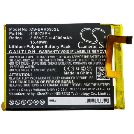 3.85V, Li-Polymer, 4000mAh, SmartPhone battery fits Blackview, 416078ph, Bv5500, 15.4Wh Mobile, SmartPhone Cameron Sino Technology Limited (Smartphone)