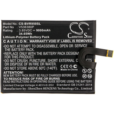 3.85V, Li-Polymer, 9000mAh, SmartPhone battery fits Blackview, V536380p, Bv9500, Bv9500 Oro, 34.65Wh Mobile, SmartPhone Cameron Sino Technology Limited (Smartphone)