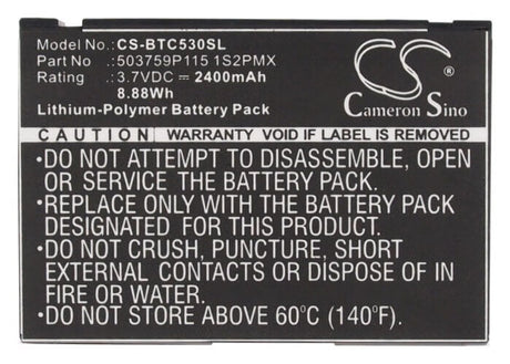 3.7V, Li-Polymer, 2400mAh, GPS battery fits Blaupunkt, 503759p115 1s2pmx, Lucca 5.3, 8.88Wh GPS, Navigator Cameron Sino Technology Limited