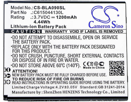3.7V, Li-ion, 1200mAh, SmartPhone battery fits Blu, Navon, C615044130l, A090l, A090u, 4.44Wh Mobile, SmartPhone Cameron Sino Technology Limited (Smartphone)