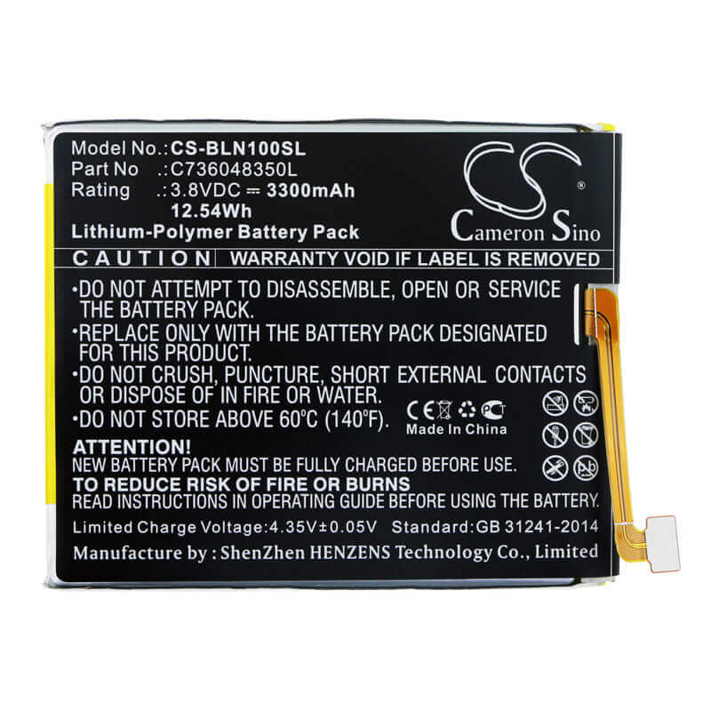 3.8V, Li-Polymer, 3300mAh, SmartPhone battery fits Blu, C736048350l, Bold N1, 12.54Wh Mobile, SmartPhone Cameron Sino Technology Limited (Smartphone)