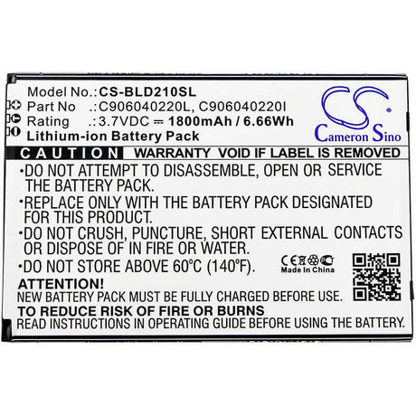 3.7V, Li-ion, 1800mAh, SmartPhone battery fits Blu, C906040220i, D210, D210l, 6.66Wh Mobile, SmartPhone Cameron Sino Technology Limited (Suspended)