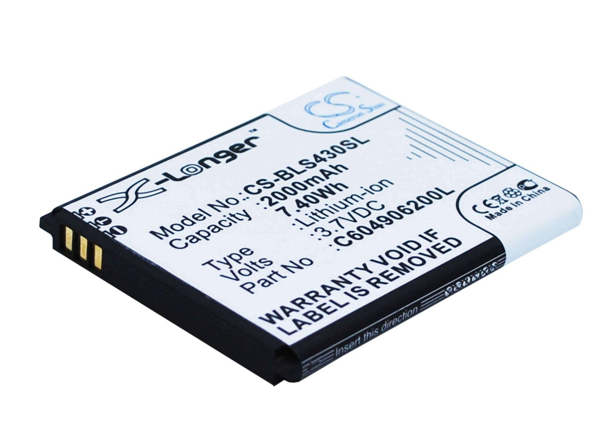 3.7V, Li-ion, 2000mAh, SmartPhone battery fits Blu, C604905200t, D310, Dash 4.5, 7.4Wh Mobile, SmartPhone Cameron Sino Technology Limited (Smartphone)