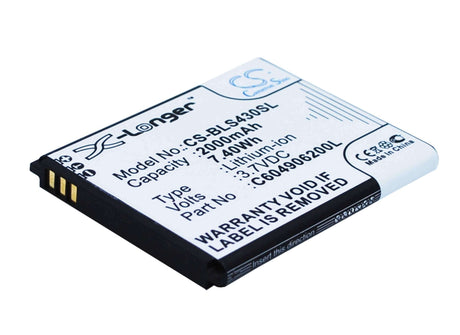 3.7V, Li-ion, 2000mAh, SmartPhone battery fits Blu, C604905200t, D310, Dash 4.5, 7.4Wh Mobile, SmartPhone Cameron Sino Technology Limited (Smartphone)