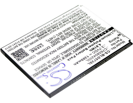 3.7V, Li-Polymer, 1300mAh, SmartPhone battery fits Blu, C765804200l, D572, Studio 5.0s Ii, 4.81Wh Mobile, SmartPhone Cameron Sino Technology Limited (Suspended)