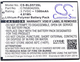 3.7V, Li-Polymer, 1300mAh, SmartPhone battery fits Blu, C765804200l, D572, Studio 5.0s Ii, 4.81Wh Mobile, SmartPhone Cameron Sino Technology Limited (Suspended)