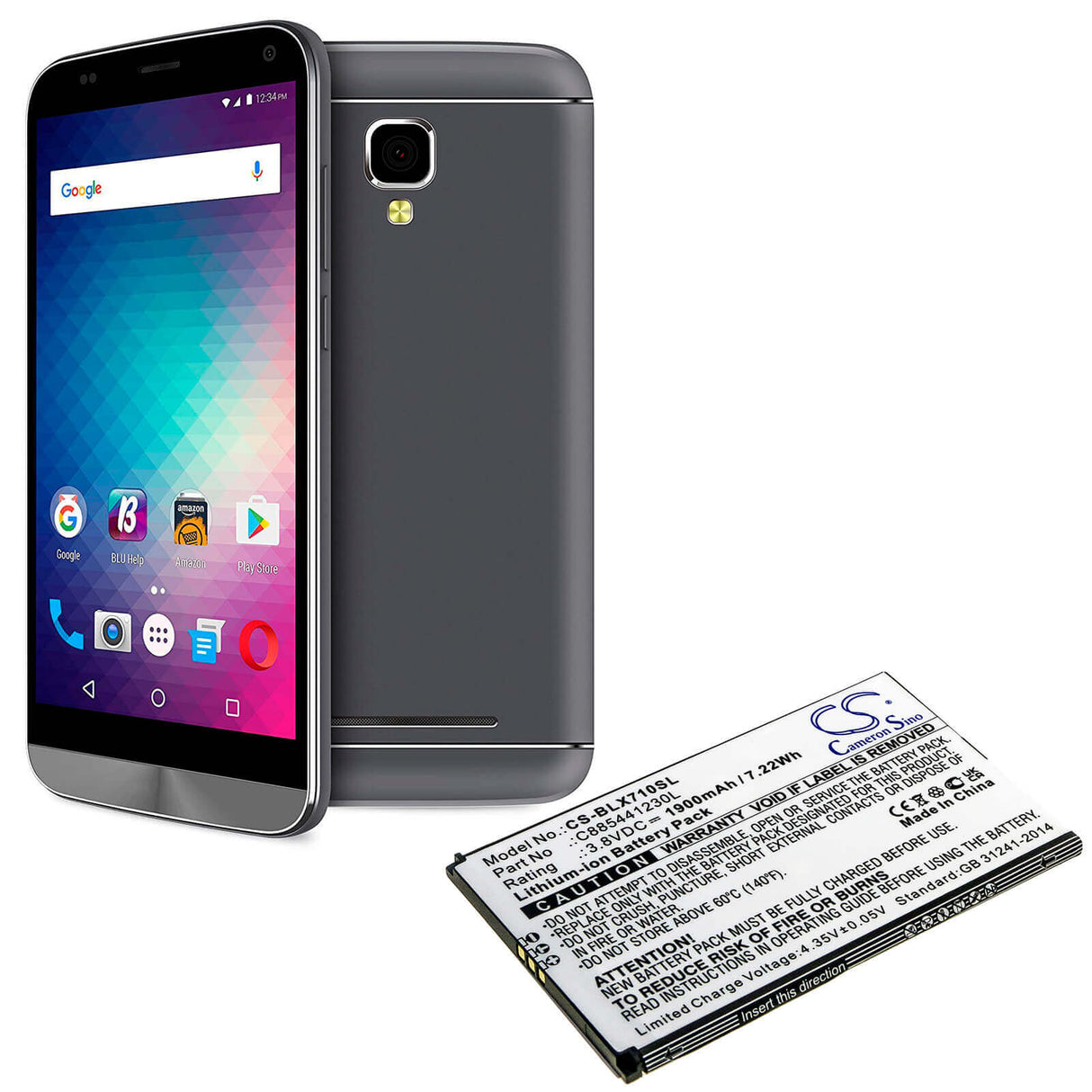 3.8V, Li-ion, 1900mAh, SmartPhone battery fits Blu, C885441230l, D710l, D710u, 7.22Wh Mobile, SmartPhone Cameron Sino Technology Limited (Smartphone)