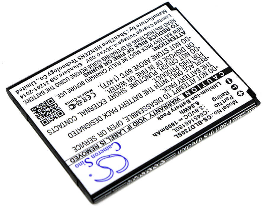 3.8V, Li-ion, 1800mAh, SmartPhone battery fits Blu, C645146180l, D730l, D730u, 6.84Wh Mobile, SmartPhone Cameron Sino Technology Limited (Suspended)