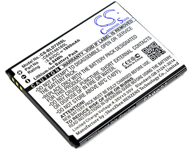3.8V, Li-ion, 1800mAh, SmartPhone battery fits Blu, C645146180l, D730l, D730u, 6.84Wh Mobile, SmartPhone Cameron Sino Technology Limited (Suspended)