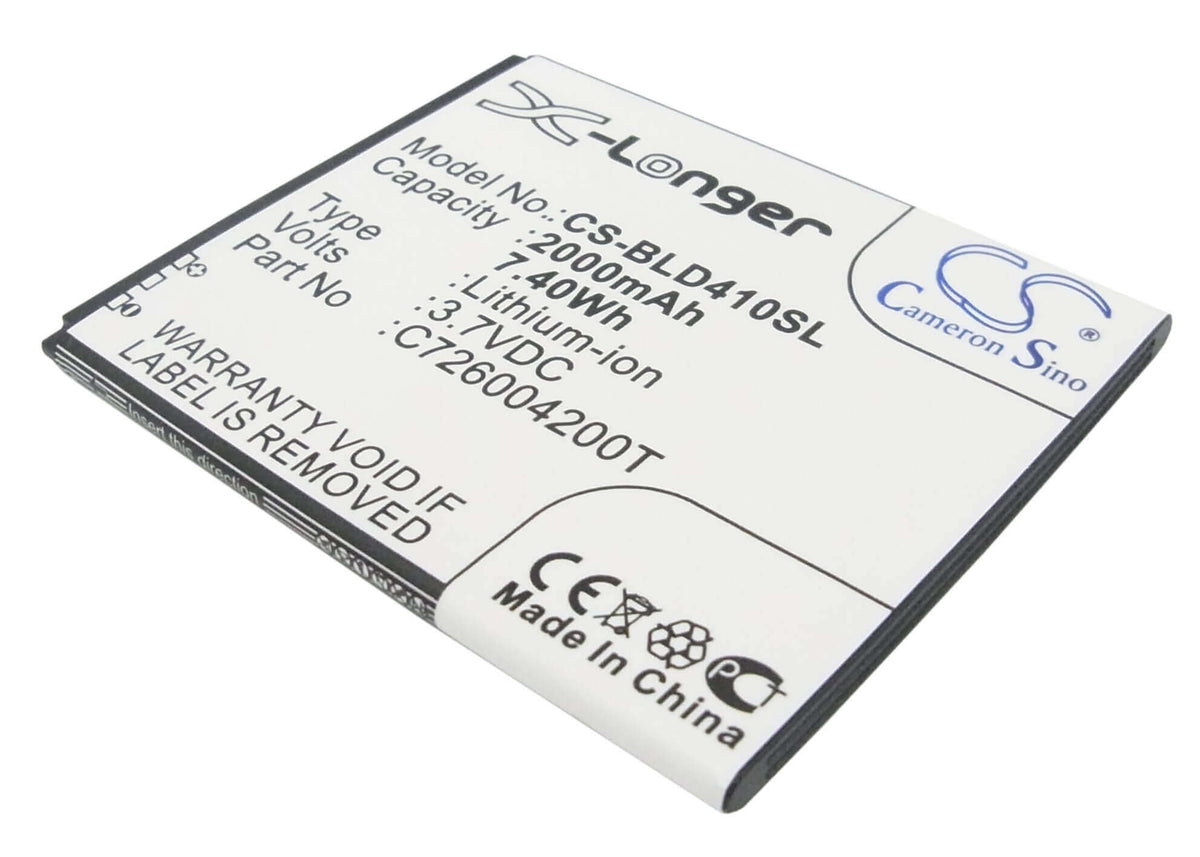 Blu R2 Battery 2000mAh, Blu, C726004200t, D410, D410a SmartPhone Replacement Battery ...