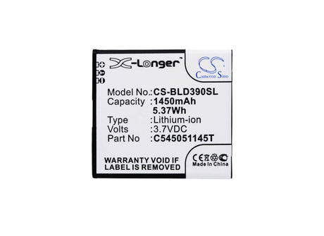 3.7V, Li-ion, 1450mAh, SmartPhone battery fits Blu, C545051145t, D050l, D050u, 5.37Wh Mobile, SmartPhone Cameron Sino Technology Limited (Smartphone)