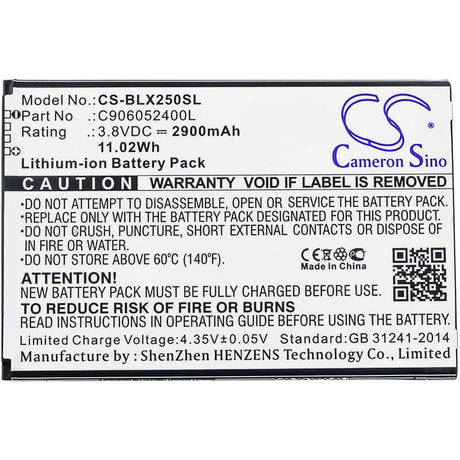 3.8V, Li-ion, 2900mAh, SmartPhone battery fits Blu, C906052400l, E050, E050u, 11.02Wh Mobile, SmartPhone Cameron Sino Technology Limited (Smartphone)