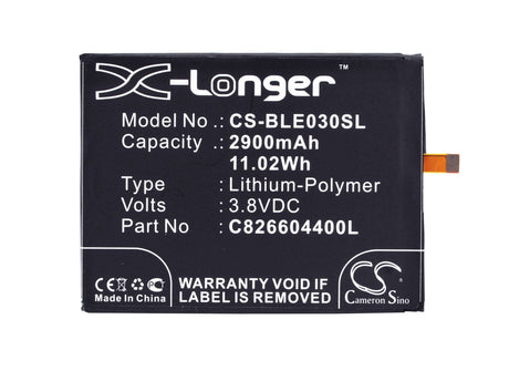 3.8V, Li-Polymer, 2900mAh, SmartPhone battery fits Boway, Blu, Bp-401b, E010q, E030us, 11.02Wh Mobile, SmartPhone Cameron Sino Technology Limited (Smartphone)