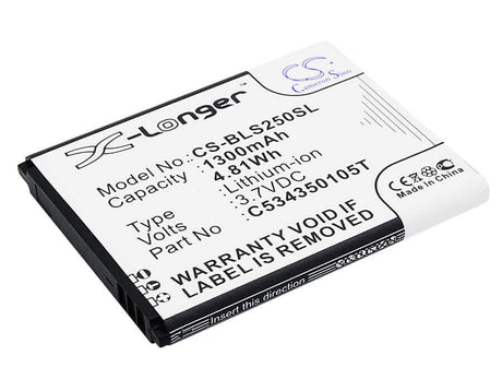 3.7V, Li-ion, 1300mAh, SmartPhone battery fits Blu, C534350105t, Hero Jr, S250, 4.81Wh Mobile, SmartPhone Cameron Sino Technology Limited (Suspended)