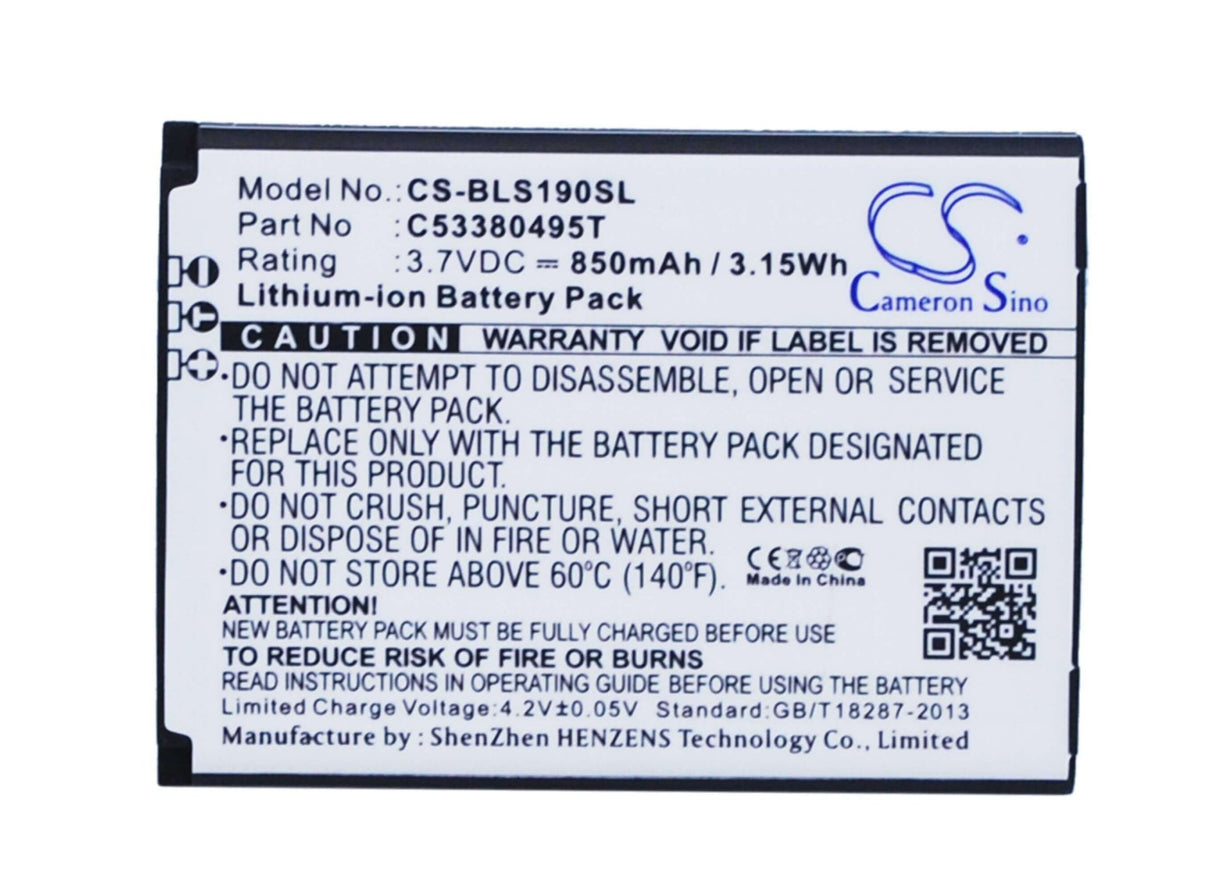 3.7V, Li-ion, 850mAh, SmartPhone battery fits Blu, C53380495t, Hero, S180, 3.15Wh Mobile, SmartPhone Cameron Sino Technology Limited (Smartphone)