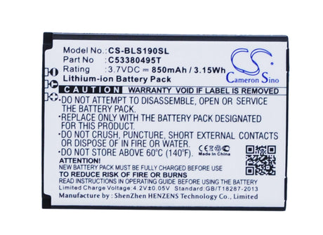 3.7V, Li-ion, 850mAh, SmartPhone battery fits Blu, C53380495t, Hero, S180, 3.15Wh Mobile, SmartPhone Cameron Sino Technology Limited (Smartphone)
