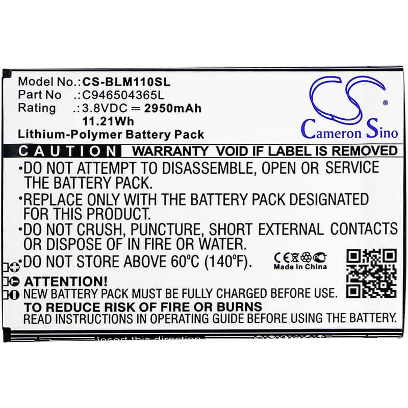 3.8V, Li-Polymer, 2950mAh, SmartPhone battery fits Blu, C946504365l, L0110ee, L0110uu, 11.21Wh Mobile, SmartPhone Cameron Sino Technology Limited (Smartphone)