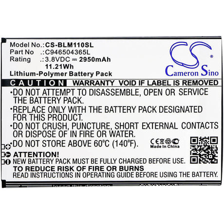 3.8V, Li-Polymer, 2950mAh, SmartPhone battery fits Blu, C946504365l, L0110ee, L0110uu, 11.21Wh Mobile, SmartPhone Cameron Sino Technology Limited (Smartphone)