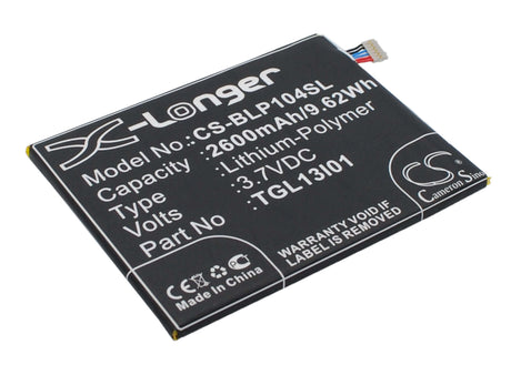 3.7V, Li-Polymer, 2600mAh, SmartPhone battery fits Maxon, Blu, Wiko, Tlg13i01, L110, Life View, 9.62Wh Mobile, SmartPhone Cameron Sino Technology Limited (Smartphone)