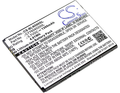 3.7V, Li-ion, 1300mAh, SmartPhone battery fits Blu, C776040200l, N010, N010l, 4.81Wh Mobile, SmartPhone Cameron Sino Technology Limited (Smartphone)