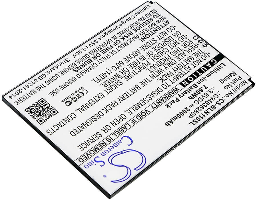3.8V, Li-ion, 2000mAh, SmartPhone battery fits Blu, C94636280p, N110u, Neo Xl, 7.6Wh Mobile, SmartPhone Cameron Sino Technology Limited (Suspended)