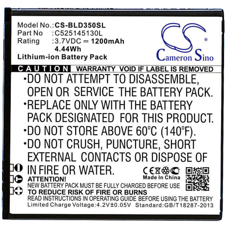3.7V, Li-ion, 1200mAh, SmartPhone battery fits Blu, C525145130l, A010l, A010u, 4.44Wh Mobile, SmartPhone Cameron Sino Technology Limited (Smartphone)