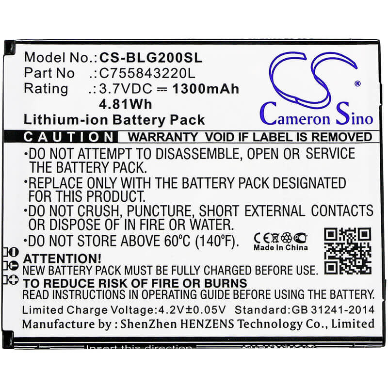 3.7V, Li-ion, 1300mAh, SmartPhone battery fits Blu, C755843220l, S010q, S0250uu, 4.81Wh Mobile, SmartPhone Cameron Sino Technology Limited (Smartphone)