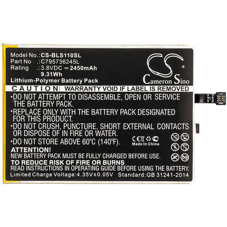 3.8V, Li-Polymer, 2450mAh, SmartPhone battery fits Blu, C795736245l, S0110, Studio One, 9.31Wh Mobile, SmartPhone Cameron Sino Technology Limited (Suspended)