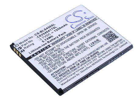 3.7V, Li-ion, 1550mAh, SmartPhone battery fits Blu, C635404170l, S450, Star 4.5, 5.74Wh Mobile, SmartPhone Cameron Sino Technology Limited (Smartphone)