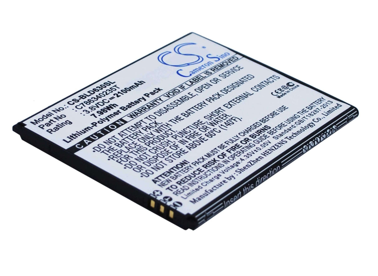 3.8V, Li-Polymer, 2100mAh, SmartPhone battery fits Blu, C786340235t, D630l, D630u, 7.98Wh Mobile, SmartPhone Cameron Sino Technology Limited (Smartphone)